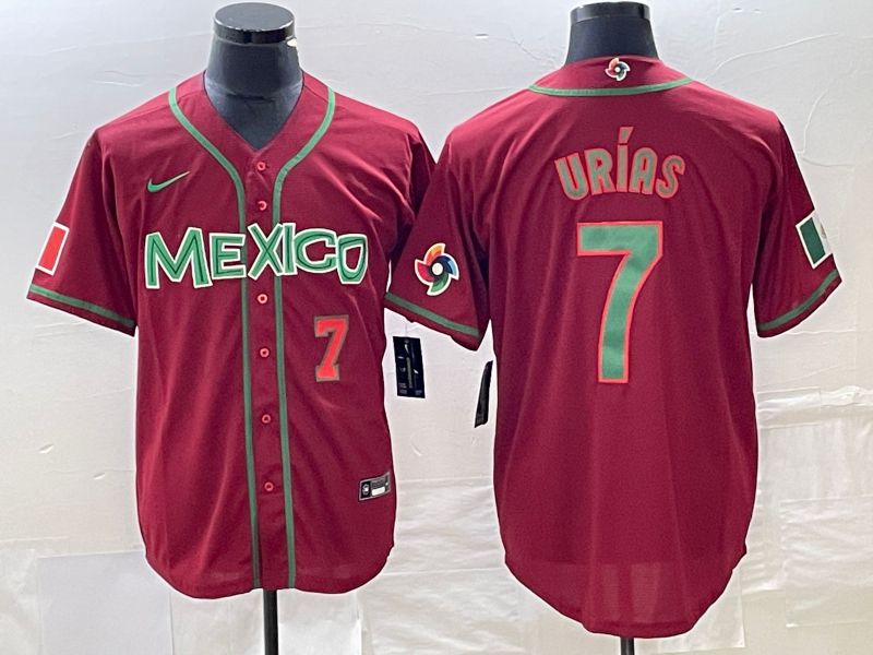 Men 2023 World Cub Mexico #7 Urias Red green Nike MLB Jersey3->more jerseys->MLB Jersey